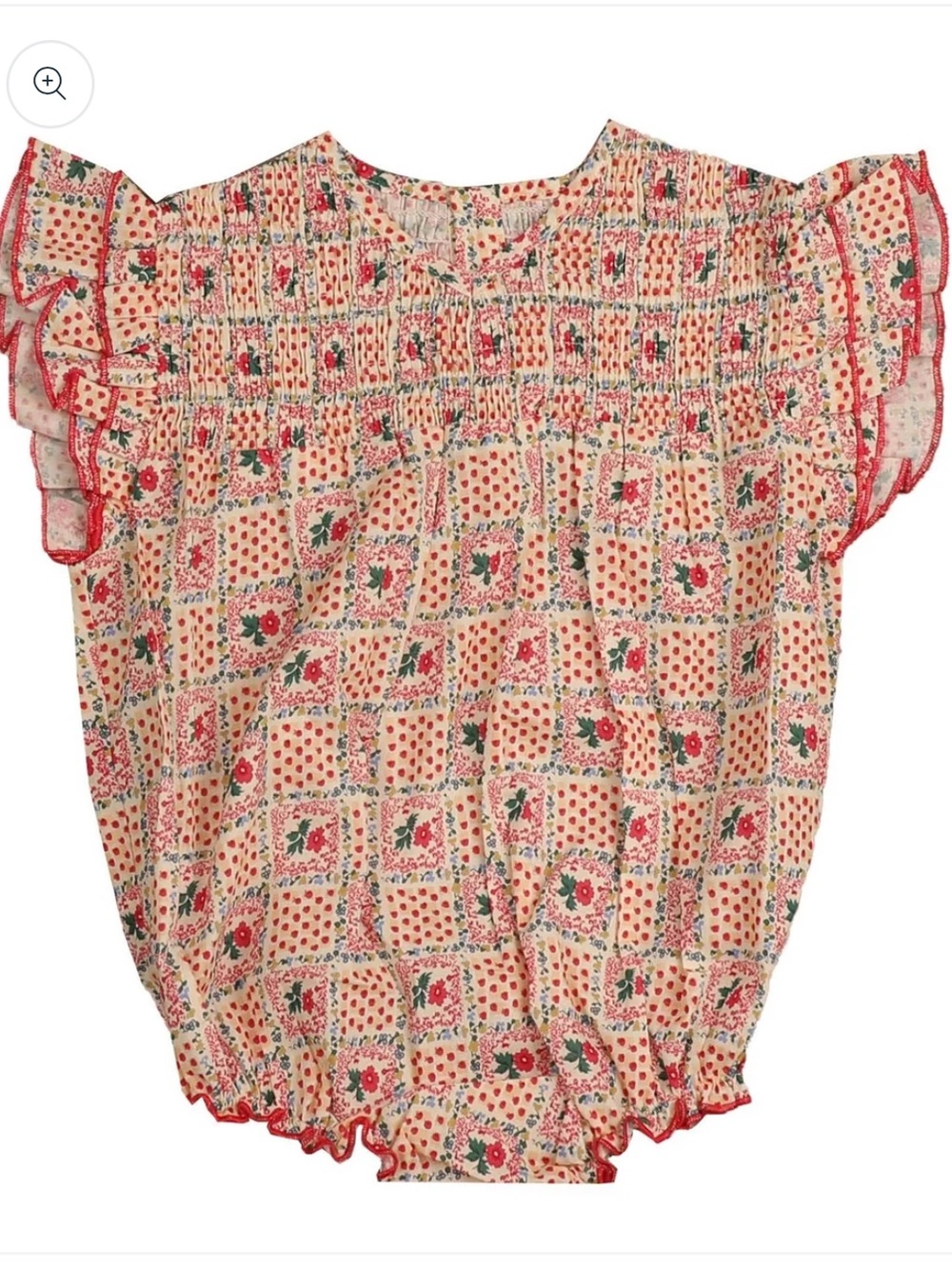 Belati red patchwork smock romper NWT